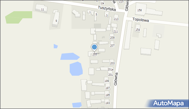 Czarnocin, Główna, 205, mapa Czarnocin