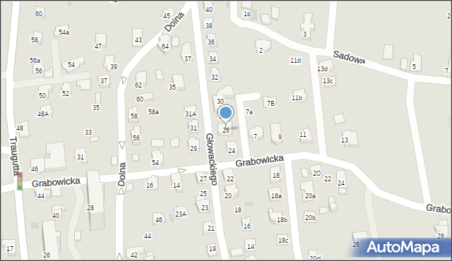 Czechowice-Dziedzice, Głowackiego Bartosza, 26, mapa Czechowic-Dziedzic