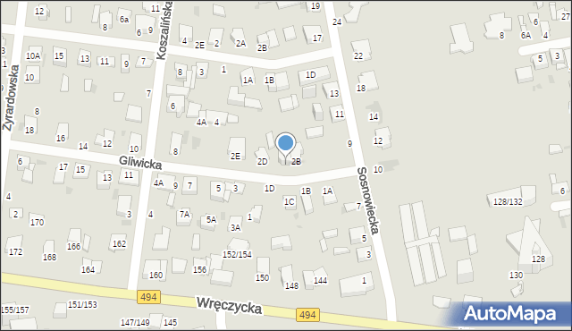 Częstochowa, Gliwicka, 2C, mapa Częstochowy