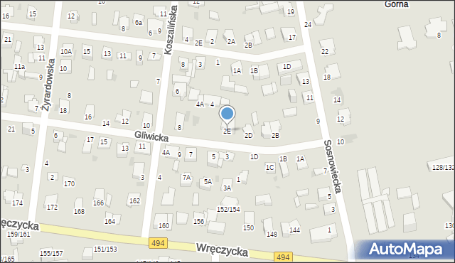 Częstochowa, Gliwicka, 2E, mapa Częstochowy
