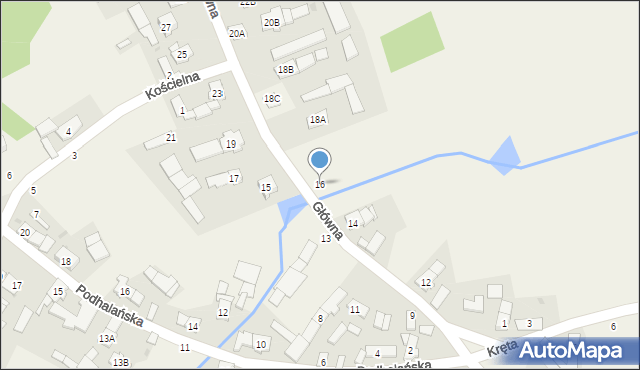 Dąbrowa, Główna, 16, mapa Dąbrowa