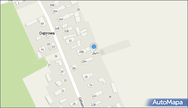 Dąbrowa, Główna, 28d, mapa Dąbrowa