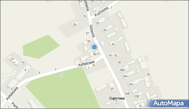 Dąbrowa, Główna, 53, mapa Dąbrowa