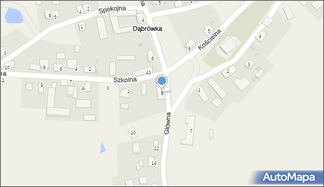 Dąbrówka, Główna, 8, mapa Dąbrówka