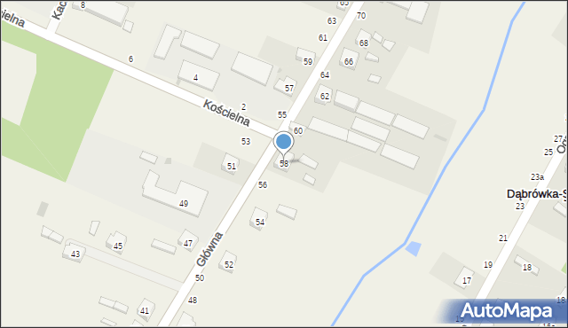 Dąbrówka Wielka, Główna, 58, mapa Dąbrówka Wielka