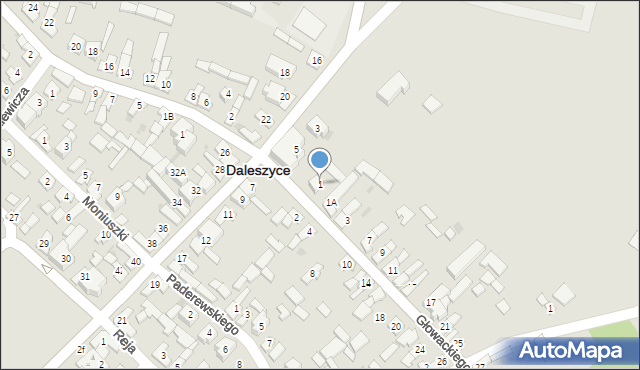 Daleszyce, Głowackiego Bartosza, 1, mapa Daleszyce