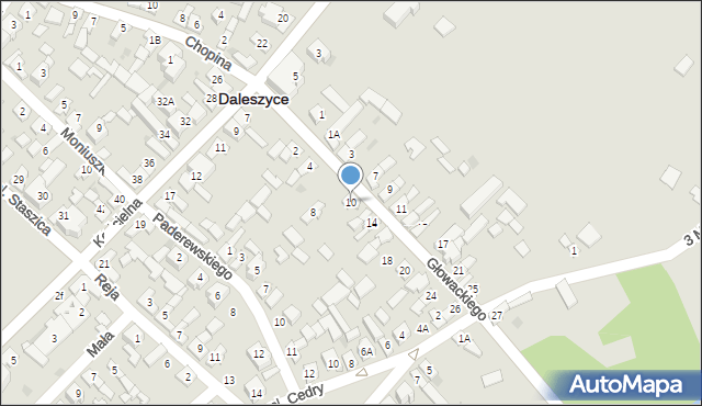 Daleszyce, Głowackiego Bartosza, 10, mapa Daleszyce