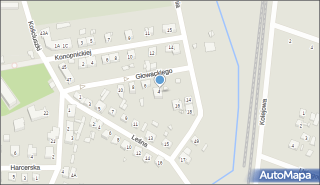 Dębno, Głowackiego Bartosza Wojciecha, 3, mapa Dębno