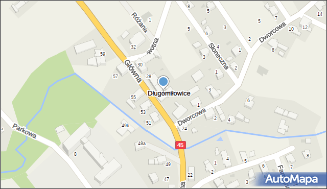 Długomiłowice, Główna, 26, mapa Długomiłowice