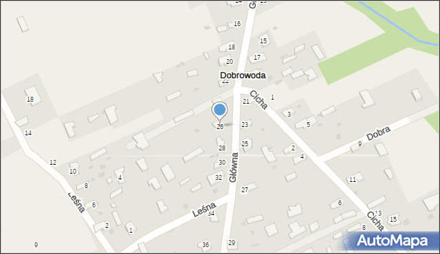 Dobrowoda, Główna, 26, mapa Dobrowoda