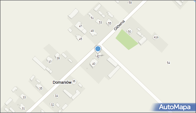 Domaniów, Główna, 42, mapa Domaniów