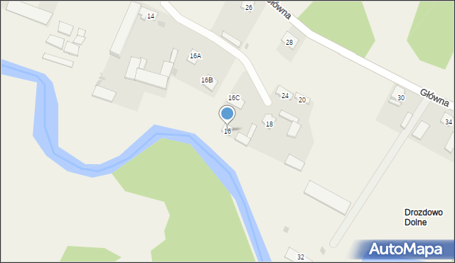 Drozdowo, Główna, 16, mapa Drozdowo