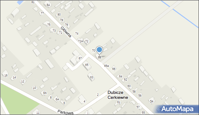 Dubicze Cerkiewne, Główna, 68, mapa Dubicze Cerkiewne