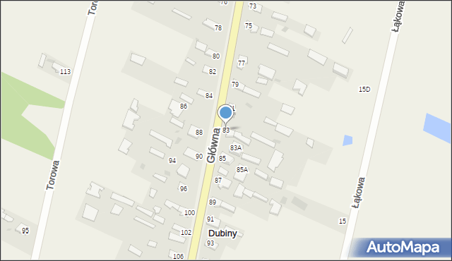 Dubiny, Główna, 83, mapa Dubiny