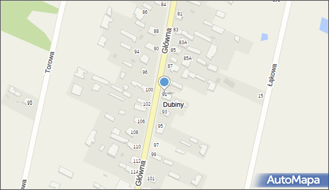 Dubiny, Główna, 91, mapa Dubiny