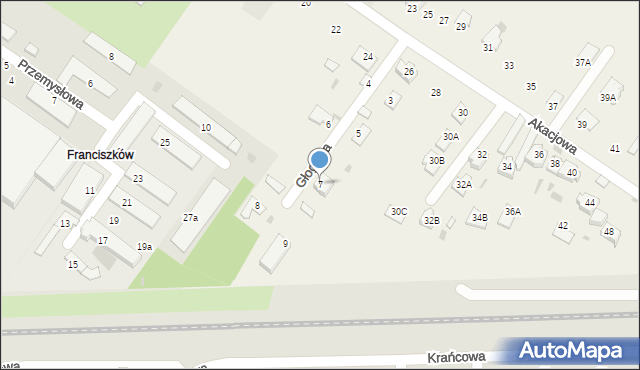 Franciszków, Głogowa, 7, mapa Franciszków