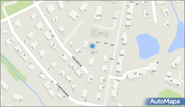 Gdańsk, Głuszca, 23, mapa Gdańska