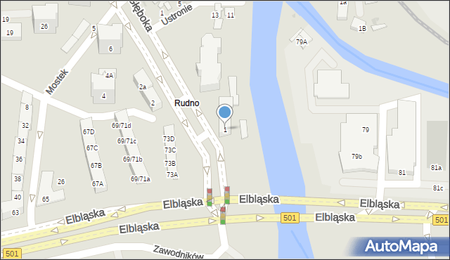 Gdańsk, Głęboka, 1, mapa Gdańska