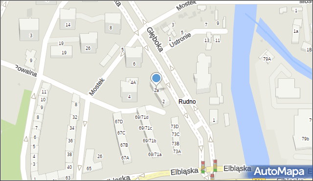 Gdańsk, Głęboka, 2a, mapa Gdańska