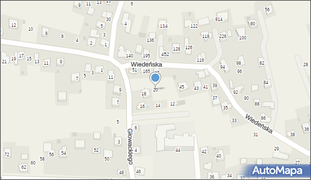 Gdów, Głowackiego Bartosza, 20, mapa Gdów