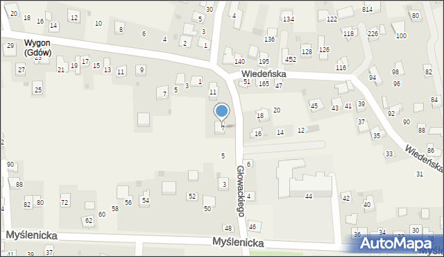 Gdów, Głowackiego Bartosza, 7, mapa Gdów