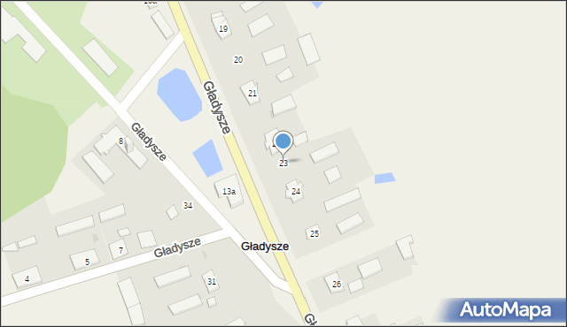 Gładysze, Gładysze, 23, mapa Gładysze
