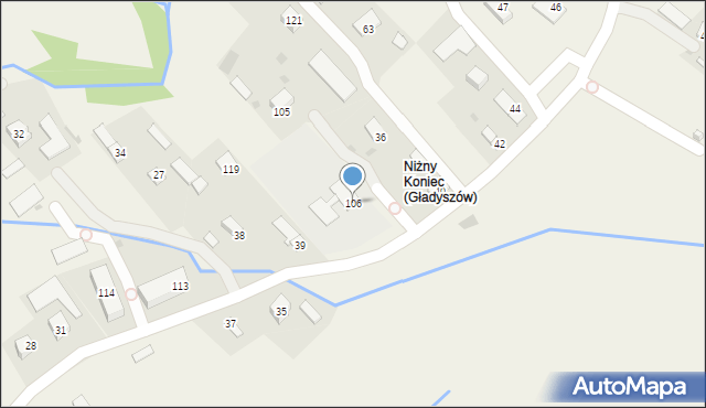 Gładyszów, Gładyszów, 106, mapa Gładyszów