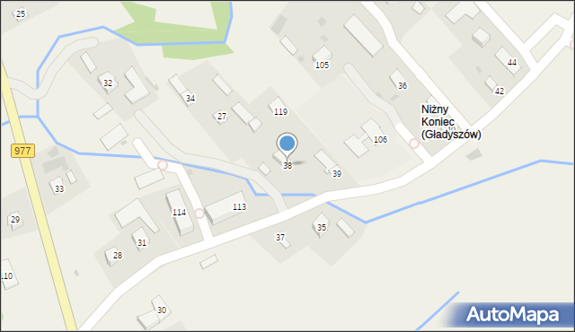 Gładyszów, Gładyszów, 38, mapa Gładyszów