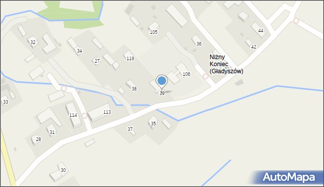 Gładyszów, Gładyszów, 39, mapa Gładyszów