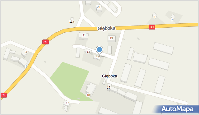 Głęboka, Głęboka, 14a, mapa Głęboka