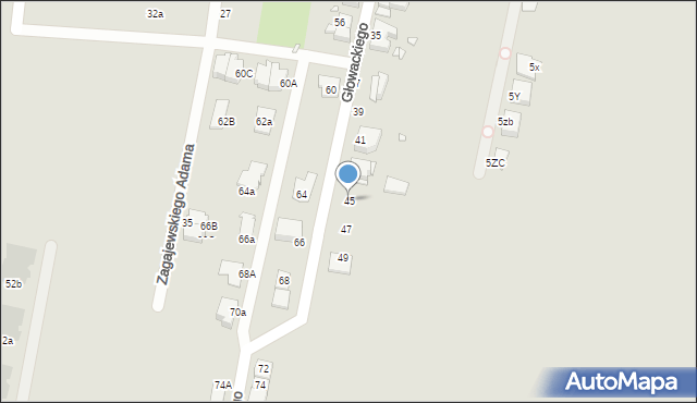 Gliwice, Głowackiego Bartosza, 45, mapa Gliwic