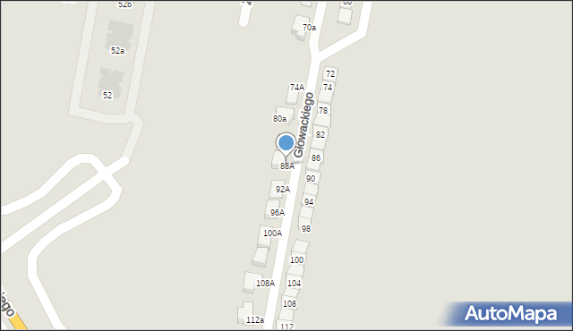 Gliwice, Głowackiego Bartosza, 88A, mapa Gliwic