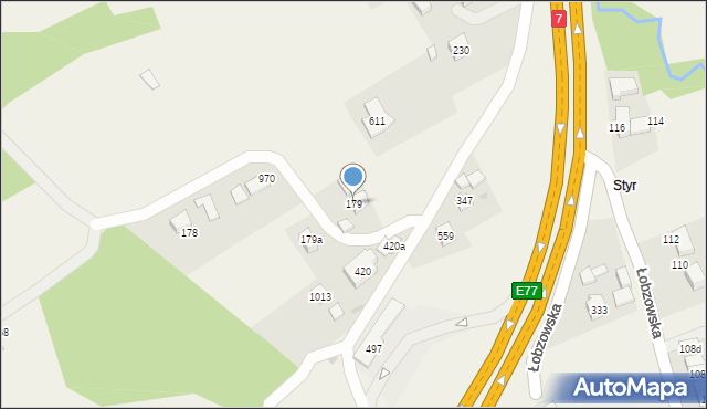 Głogoczów, Głogoczów, 179, mapa Głogoczów