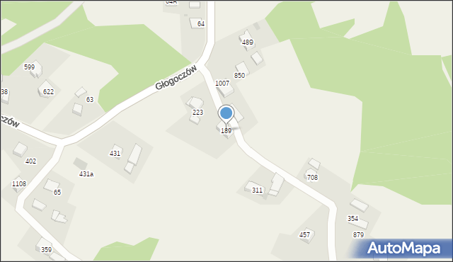 Głogoczów, Głogoczów, 189, mapa Głogoczów