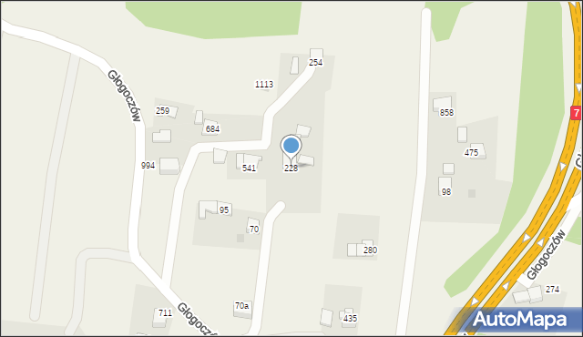 Głogoczów, Głogoczów, 228, mapa Głogoczów