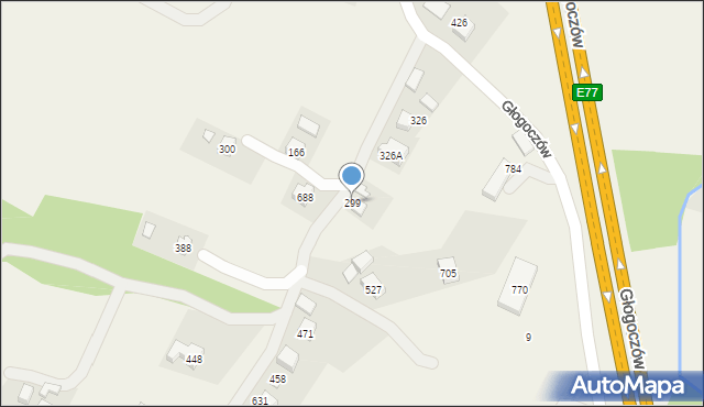 Głogoczów, Głogoczów, 299, mapa Głogoczów