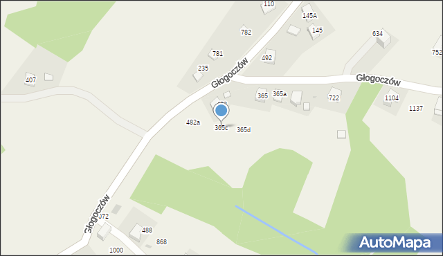Głogoczów, Głogoczów, 365c, mapa Głogoczów