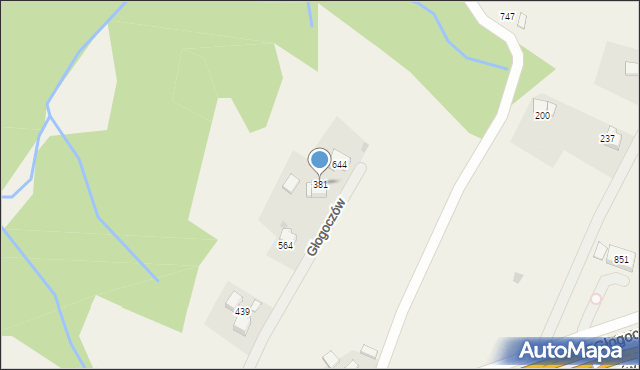 Głogoczów, Głogoczów, 381, mapa Głogoczów