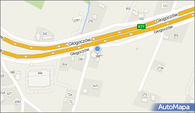 Głogoczów, Głogoczów, 398, mapa Głogoczów