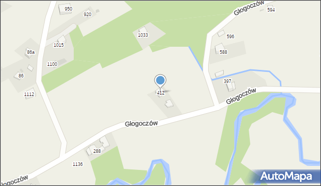 Głogoczów, Głogoczów, 412, mapa Głogoczów