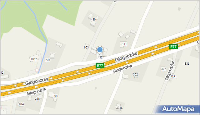 Głogoczów, Głogoczów, 432, mapa Głogoczów