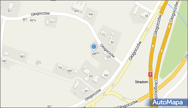 Głogoczów, Głogoczów, 495, mapa Głogoczów