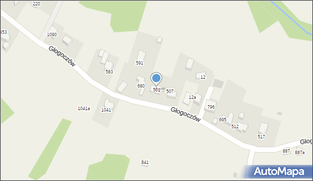 Głogoczów, Głogoczów, 501, mapa Głogoczów