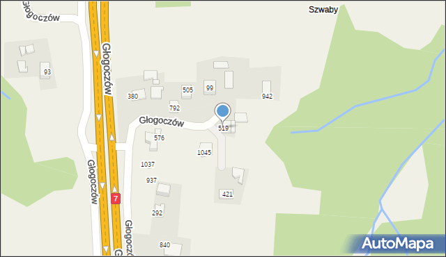 Głogoczów, Głogoczów, 519, mapa Głogoczów