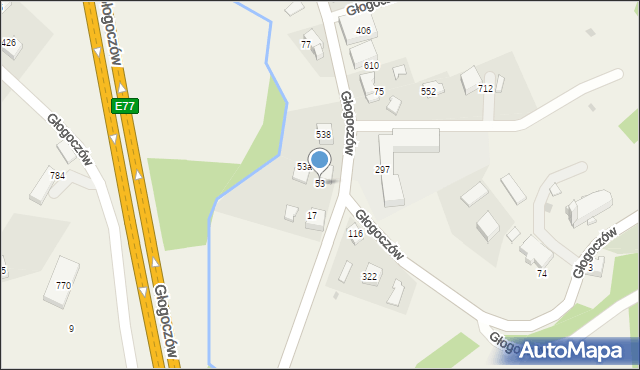 Głogoczów, Głogoczów, 53, mapa Głogoczów