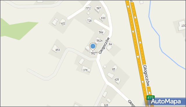 Głogoczów, Głogoczów, 562, mapa Głogoczów