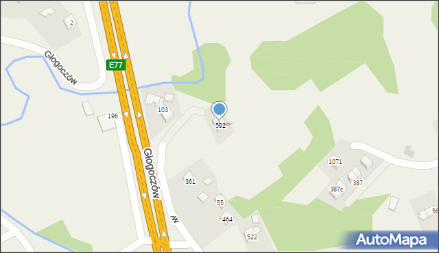 Głogoczów, Głogoczów, 592, mapa Głogoczów