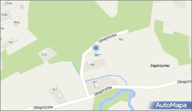 Głogoczów, Głogoczów, 596, mapa Głogoczów