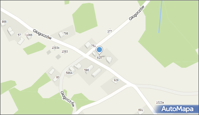 Głogoczów, Głogoczów, 615, mapa Głogoczów