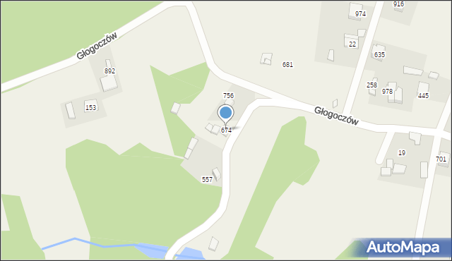 Głogoczów, Głogoczów, 674, mapa Głogoczów